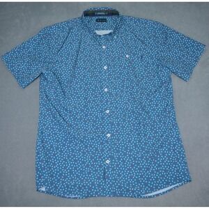 William Murray Golf Pin High Button Up Shirt Blue Red & White Flags Size XL